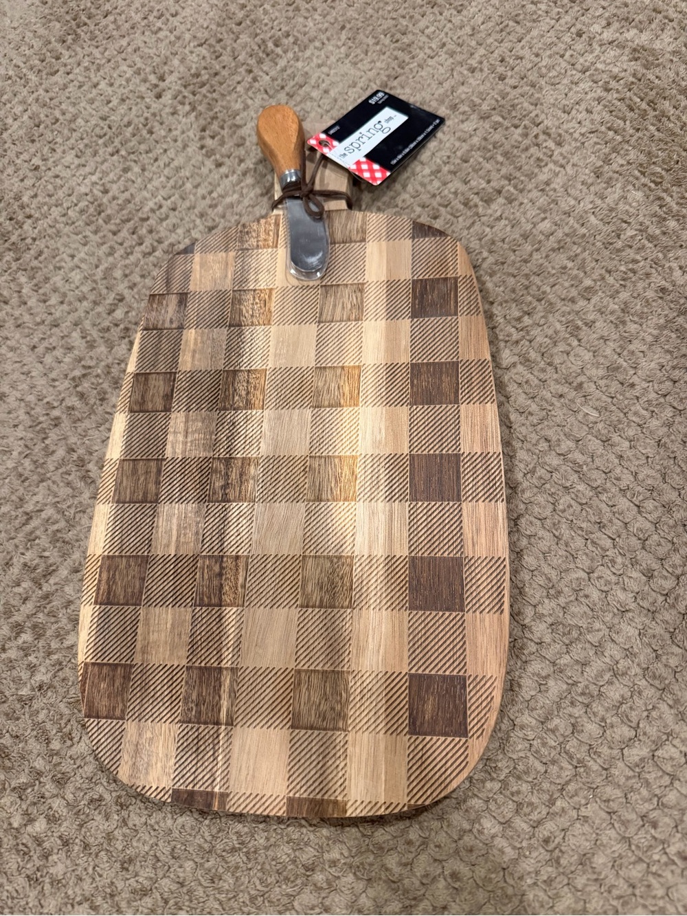 The Spring Shop Wooden Checkered Cheese Board